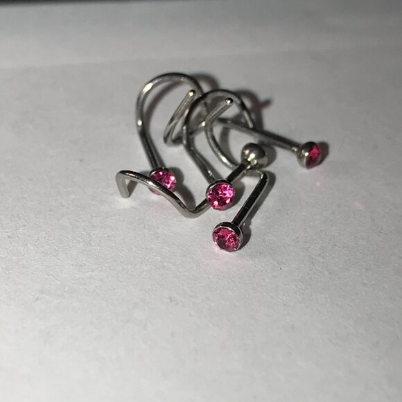 Hot Pink 22 Gauge Curved Nose Rings - Picture 2 of 3